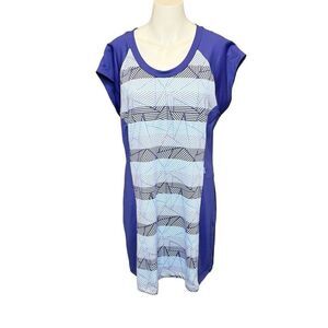 Title Nine dream scoop neck athleisure dress in blue/ purple print size XL